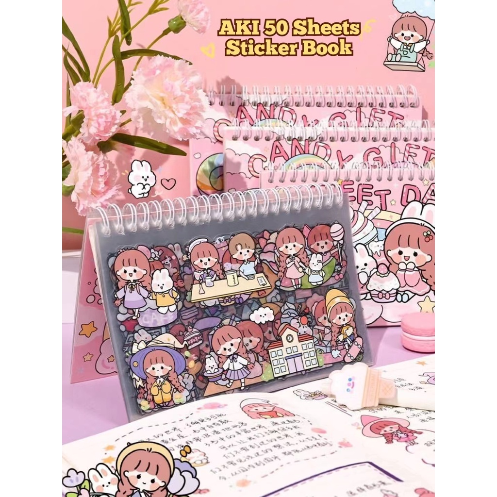 Aki Sauce 50 Sheets Sticker Book/Cute Stickers/PET Stickers/Washi ...