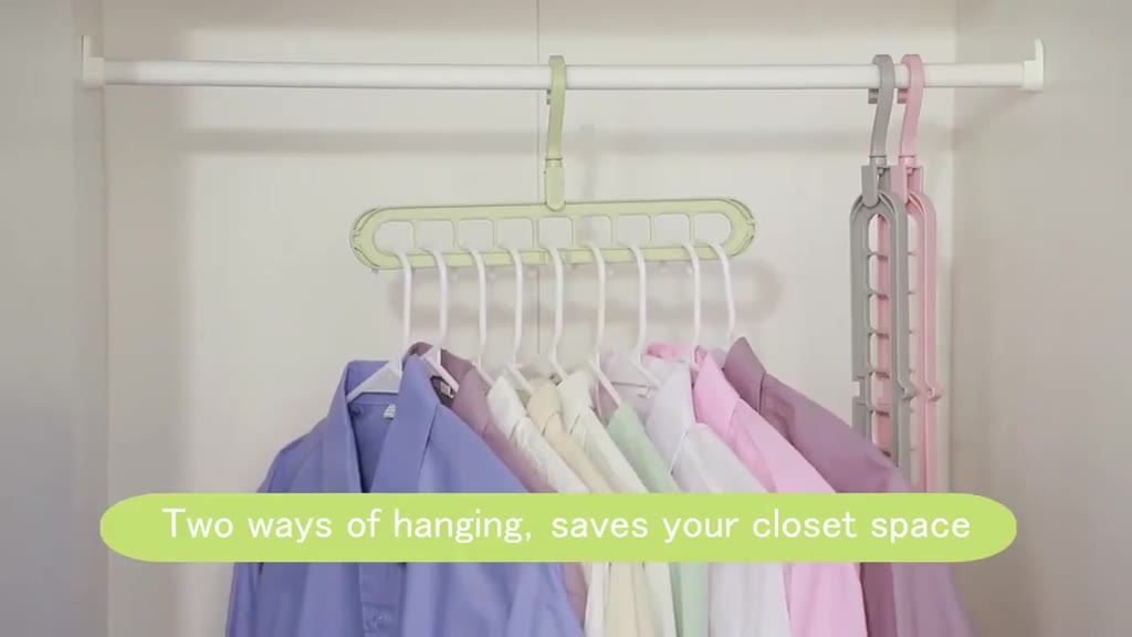 9 Hole Rotating Multi-function Clothes Hanger Folding Magic Wardrobe ...