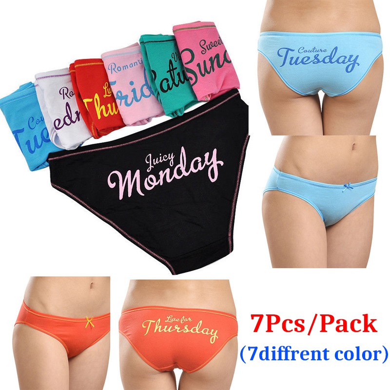7 pcs/set women WEEK underwear cotton sexy Ladies Panties every day weeks  print knickers briefs lingerie for women M/L/XL