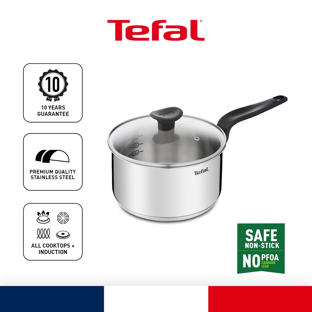 Tefal Primary Saucepan With Lid 20cm E3082404 Stainless Steel Cookware Premium Quality 1335