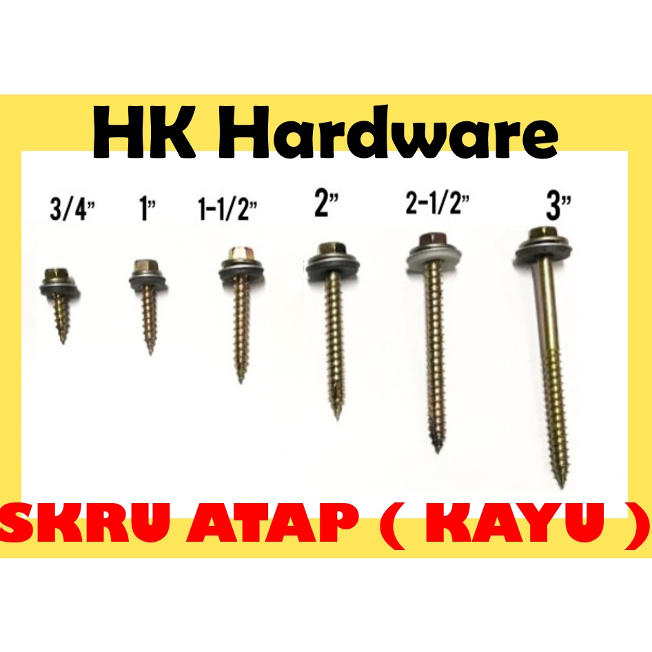 TD SKRU ATAP KAYU TAJAM / SELF DRILLING SCREW WITH WASHER AWNING SCREW ...