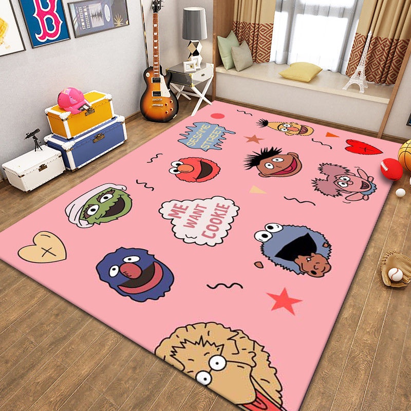 Carpet covered with cartoon mat bedroom bedside living room地毯满铺卡通垫卧室床边 ...