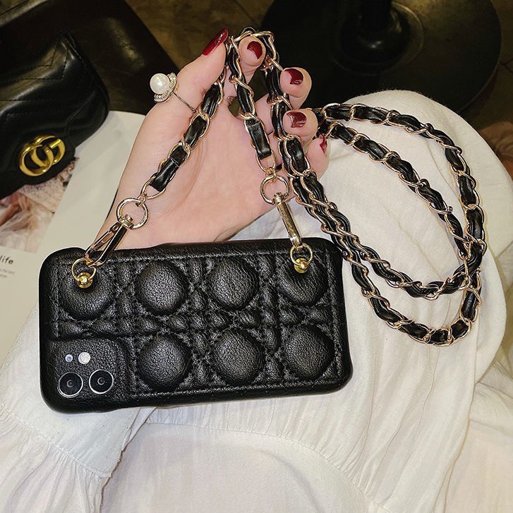 Luxury Brand Plaid Lambskin Crossbody Case For iPhone 14 13 12 11 Pro