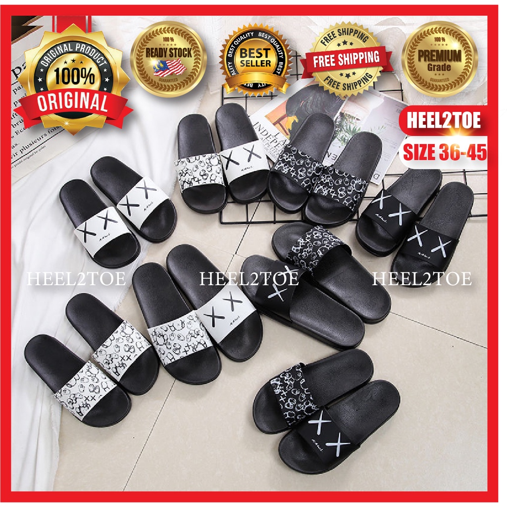 HEEL2TOE Kaws Women Men Couple Sandal Slipper Selipar X Kasut