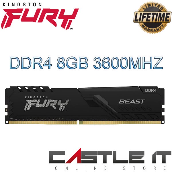 Memória RAM DDR4 Kingston 3600 MHz 16 GB Fury Beast KF436C18BB/16 - Preto