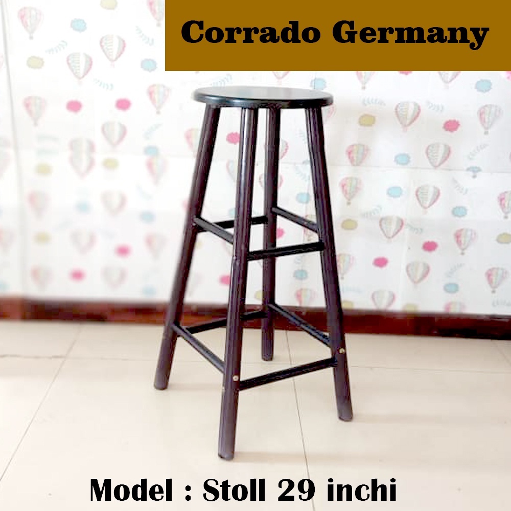 Full Solid Rubber Wood Stool Wooden Chair Solid Wood Bar Bangku Makmal