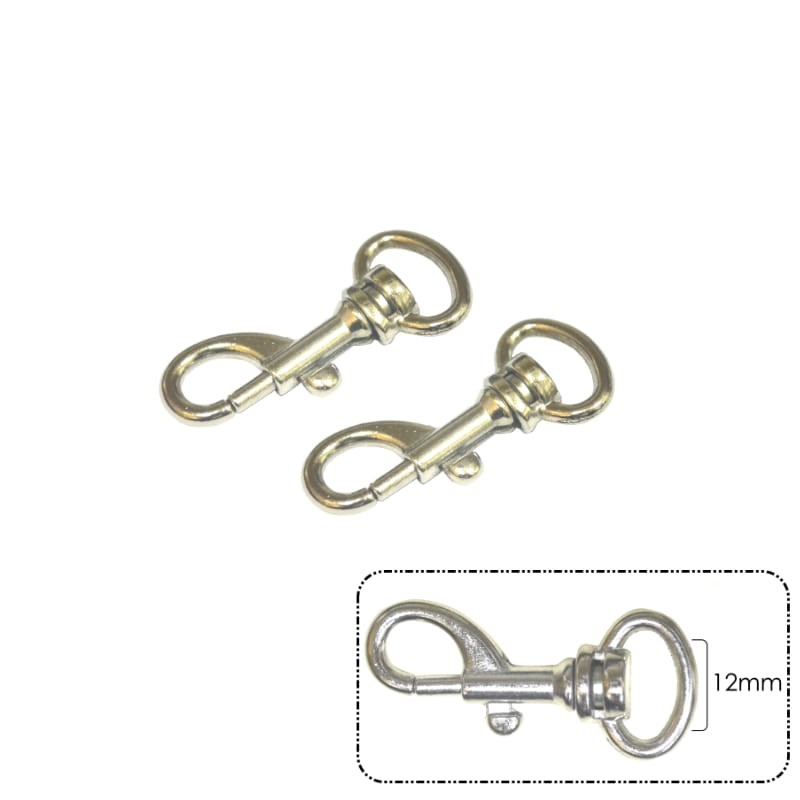 Swivel Hook/ Keychain Hook / Bag Hook /Dog Hook Size 12mm Col - Nickel  #TG00425NP