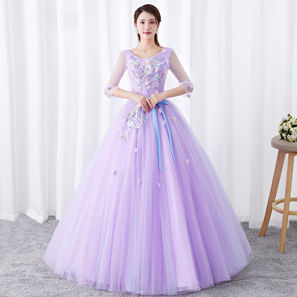 Purple wedding dress hot sale long sleeve