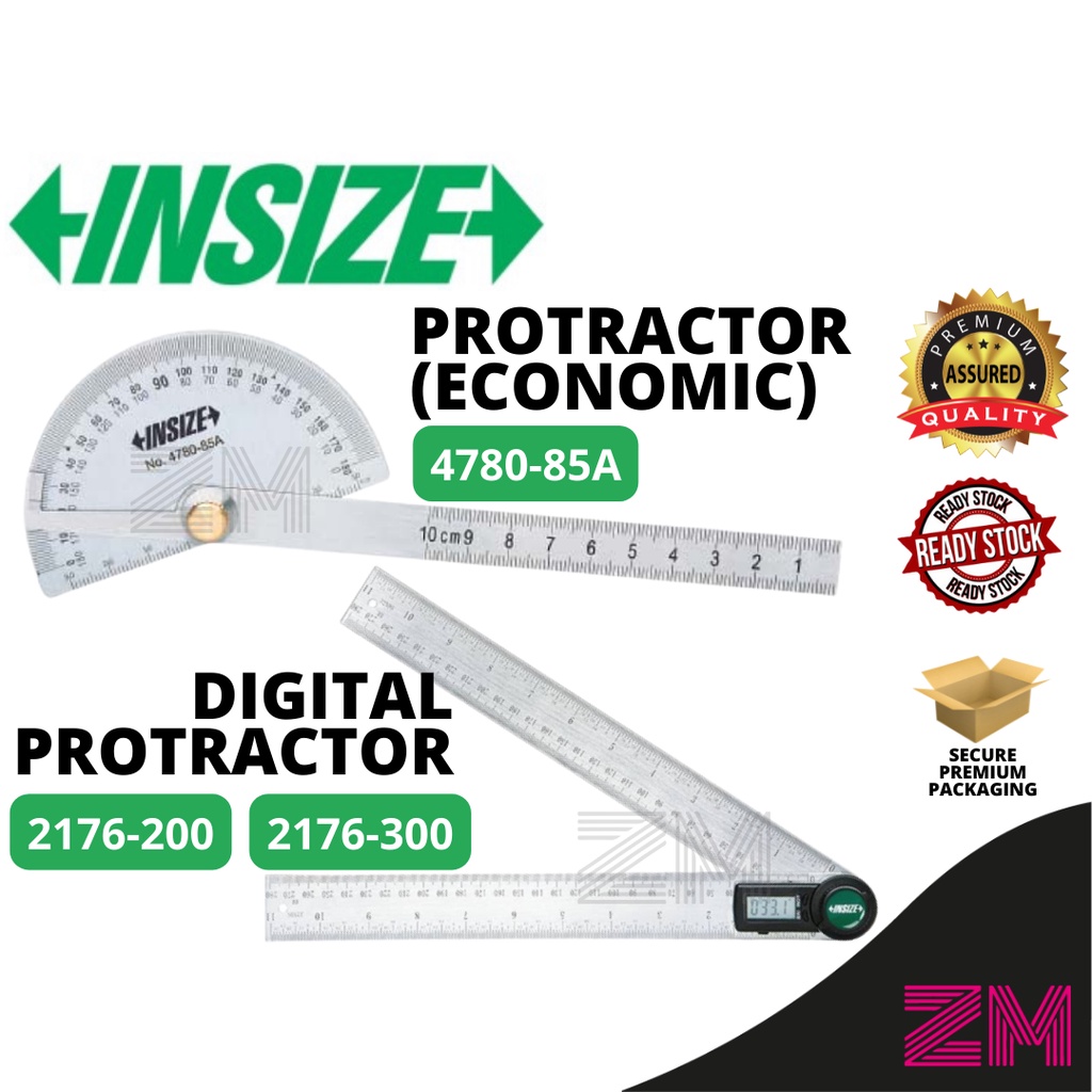 INSIZE 180 / 360 Degree Protractor Angle Ruler Degree [478085A] (0180°) / Digital Protractor