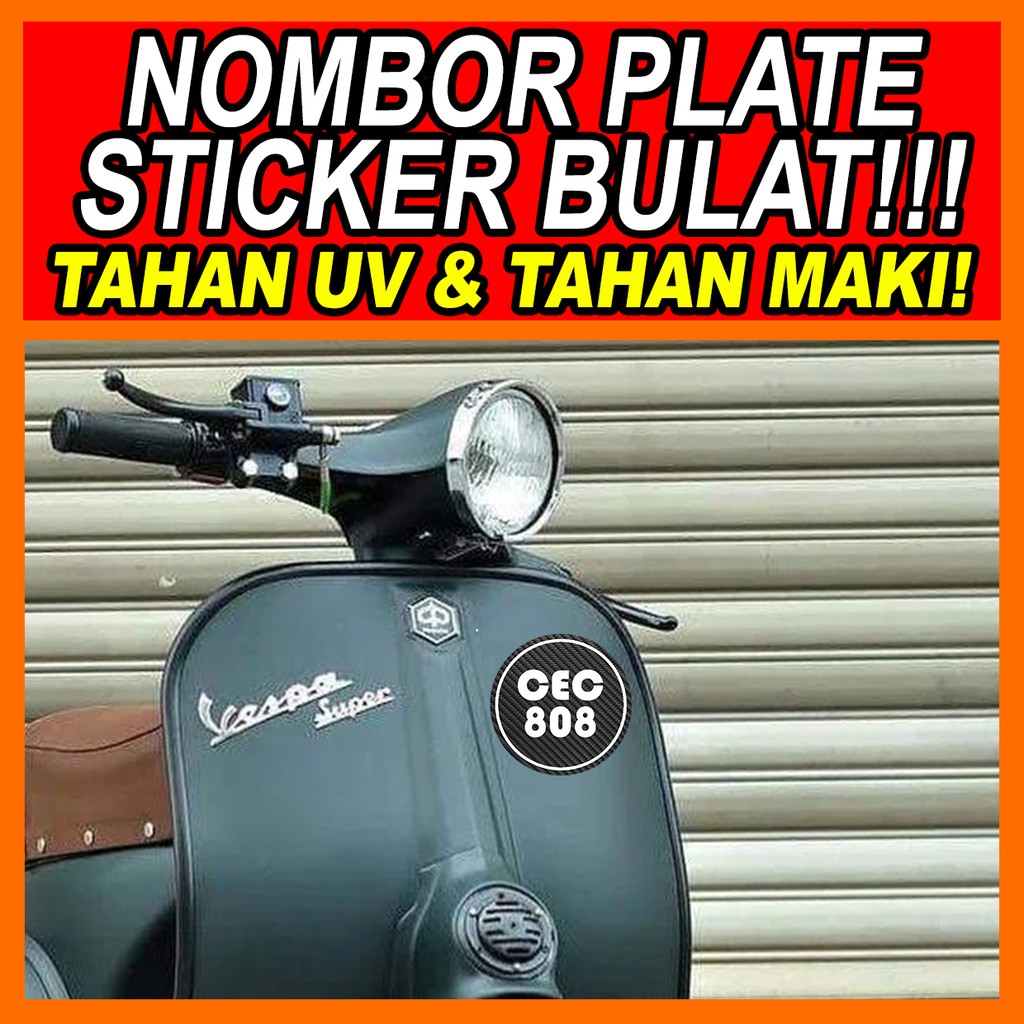 STICKER NOMBOR PLAT BULAT MOTOR / KERETA (Water Proof) 🔥 BEST BUY 🔥 ...