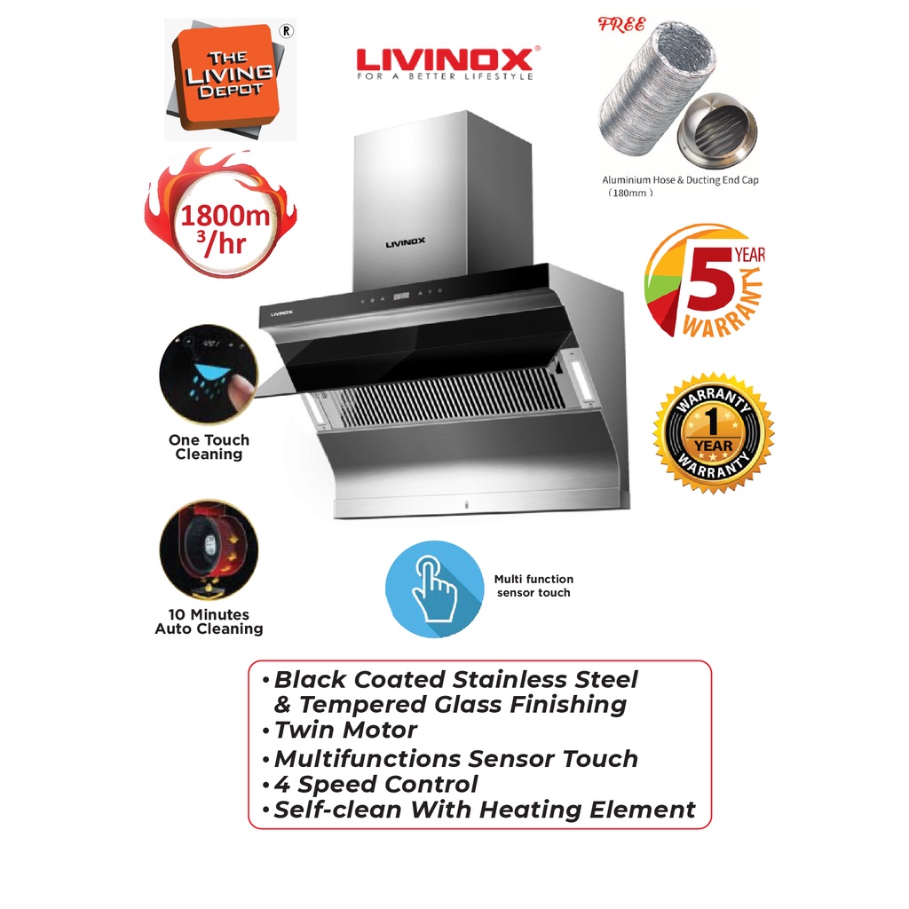 LIVINOX COOKER HOOD LCH-LAZULI-90SS (1800m3/h)