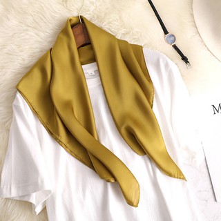 Fashion Women Plain Office Neck Square Silk Scarf for Ladies Bag