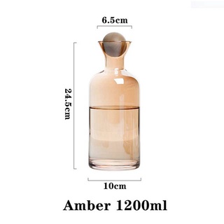 Nordic Style Glass Carafe Water Pitcher with Wood Lid Cold Drinks Tea Jug  Waterkoker Household Drinkware