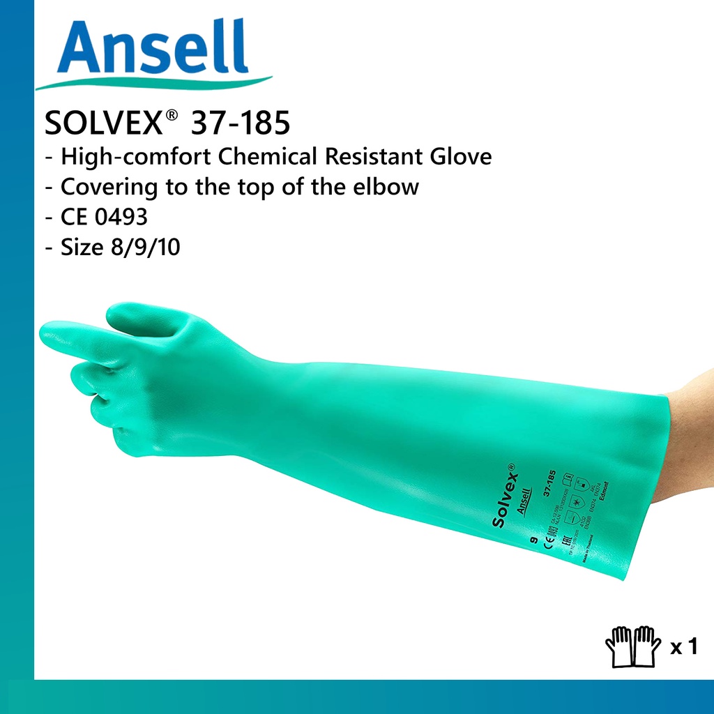 ANSELL Solvex® 37-185 High-comfort Chemical Resistant Gloves [Size: 8 ...