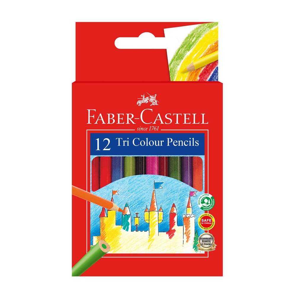 FABER-CASTELL Tri Colour Pencil Short / Pensel Warna Panjang Pensel ...