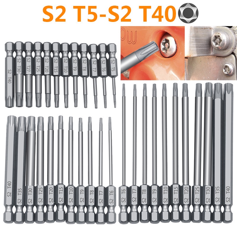 11/12 Pcs Security Bit Set Tamper Proof Screwdriver Drill Bit 1/4" Flat ...