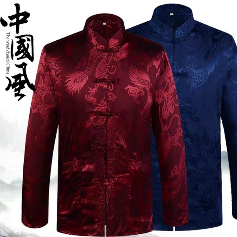 Men Samfu Traditional Costume Dragon Samfu Plus Size Long Sleeves Samfu Chinese New Year Clothes Sam Fu Baju Raya Melayu Shopee Malaysia