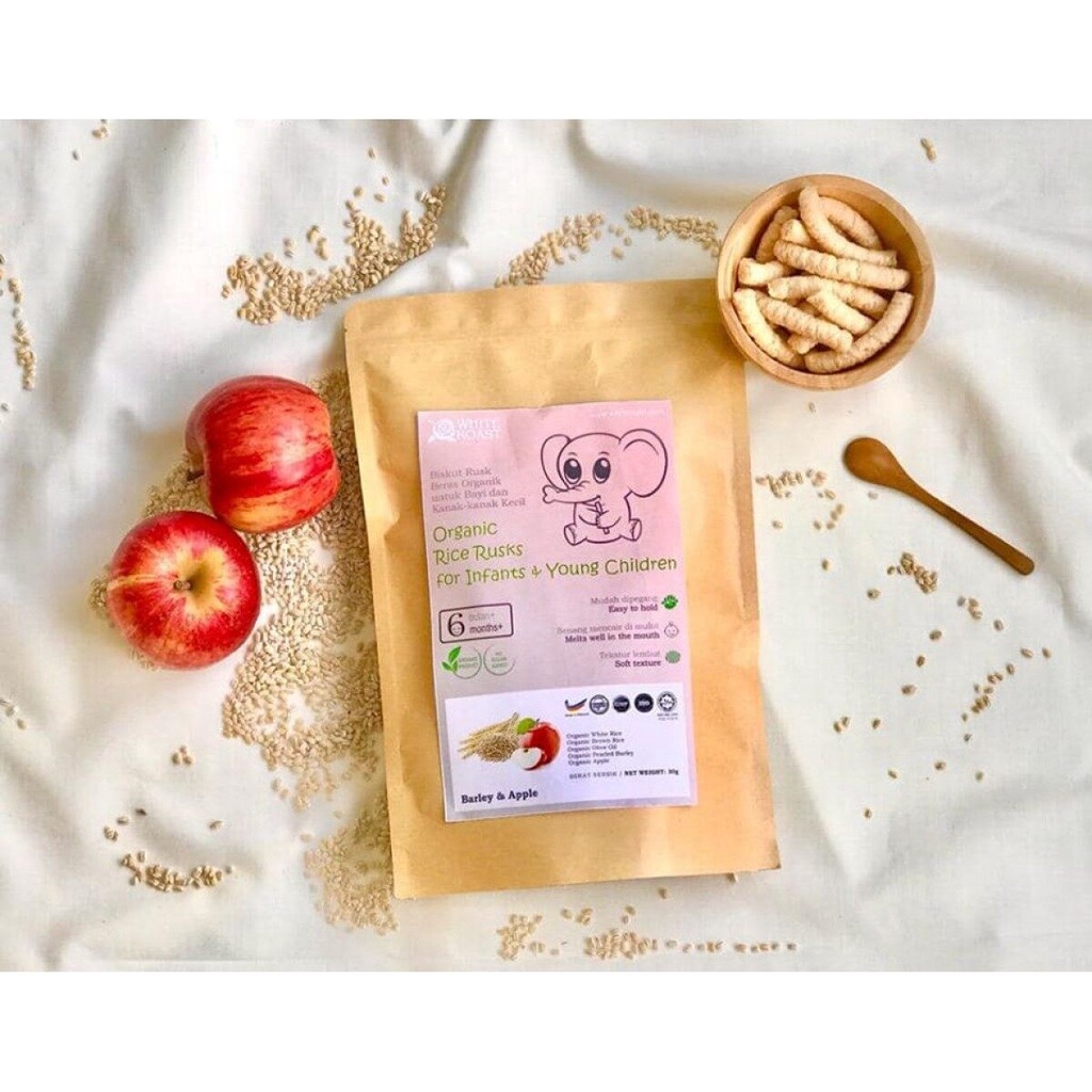 White Roast Organic Rice Rusks For Infants & Young Children (6months ...