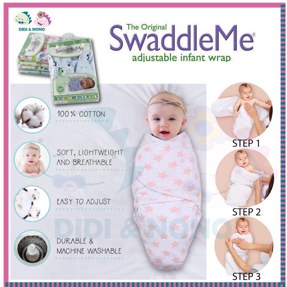 Baby swaddle me adjustable infant wrap /Bedong instant swaddle me by summer or jenis lekat or