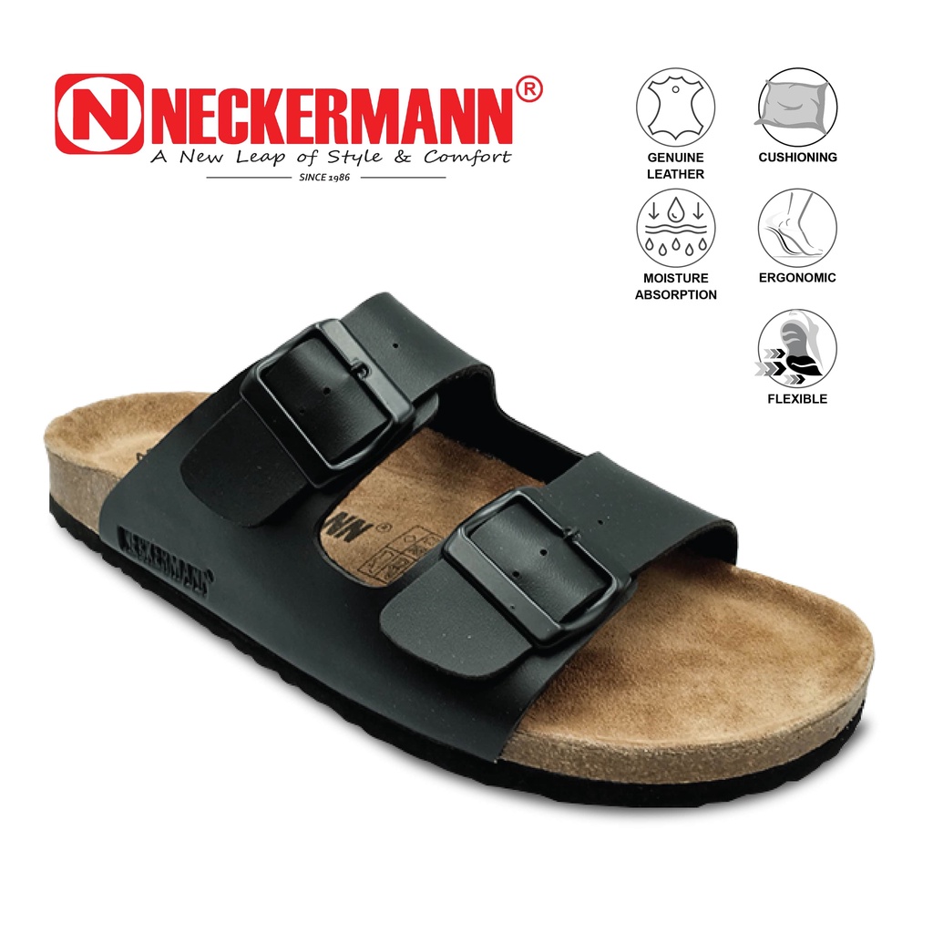 Neckermann Men's Atlanta Comfort Sandals in Genuine Leather - Dark ...