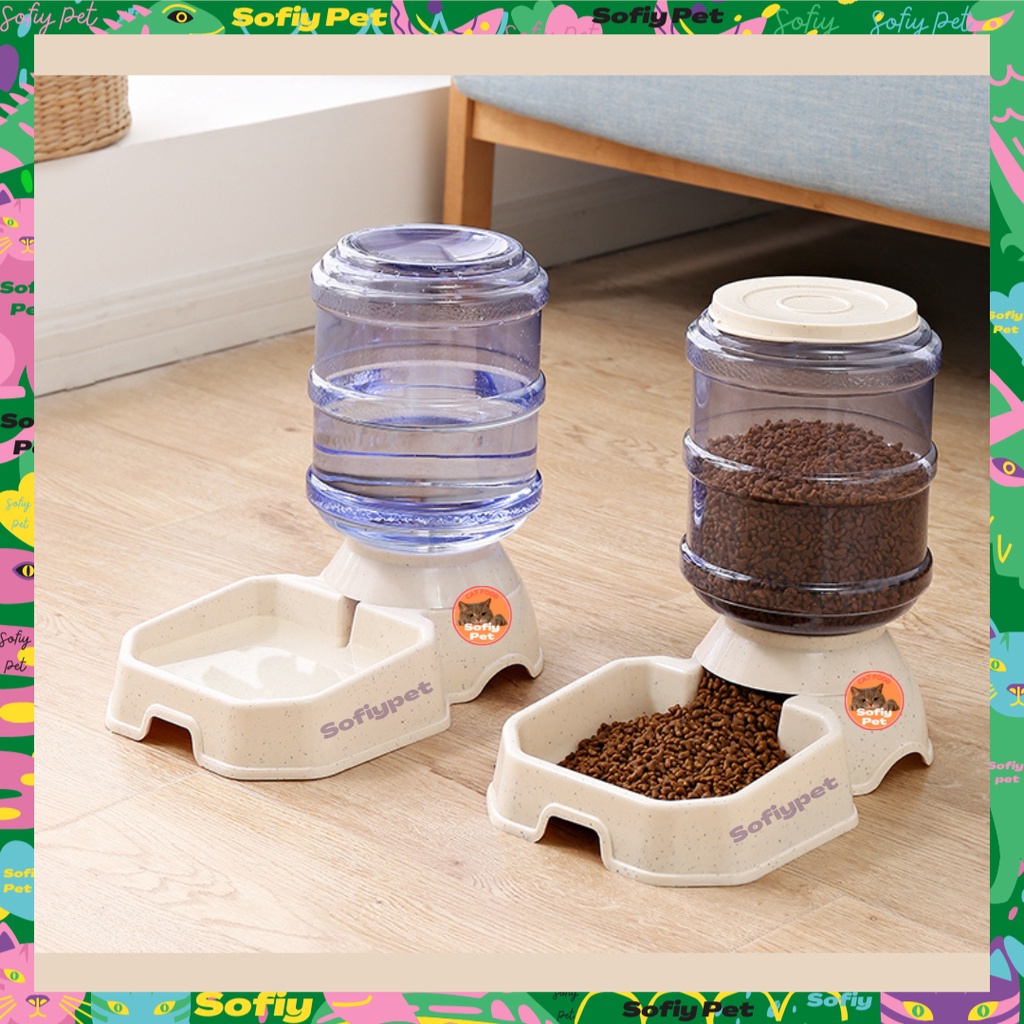 3.8L Pet Auto Feeder & Water Dispenser Drinker Dog Cat Automatic Pet ...