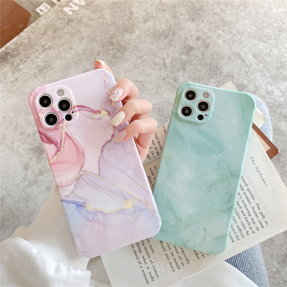 Fashion Green Marble Skin Feel Case For iPhone 11 12 13 14 15 Pro Max ...