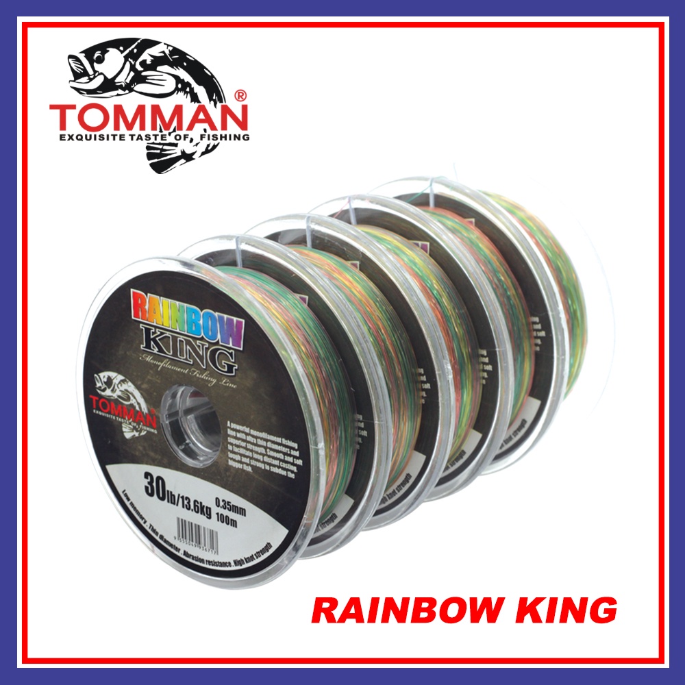 100M (12lb-60lb) Tomman Rainbow King Fishing Line Tali Pancing Monofilament  Line Tali Tangsi