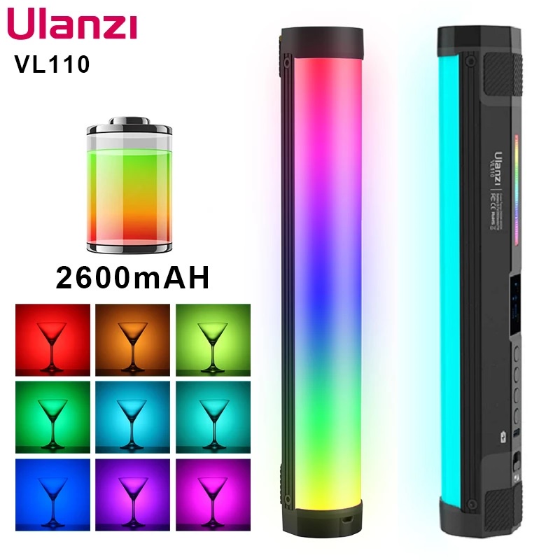 ULANZI VL110 RGB Magnetic Tube Video Light 2600mAh Rechargeable Studio ...