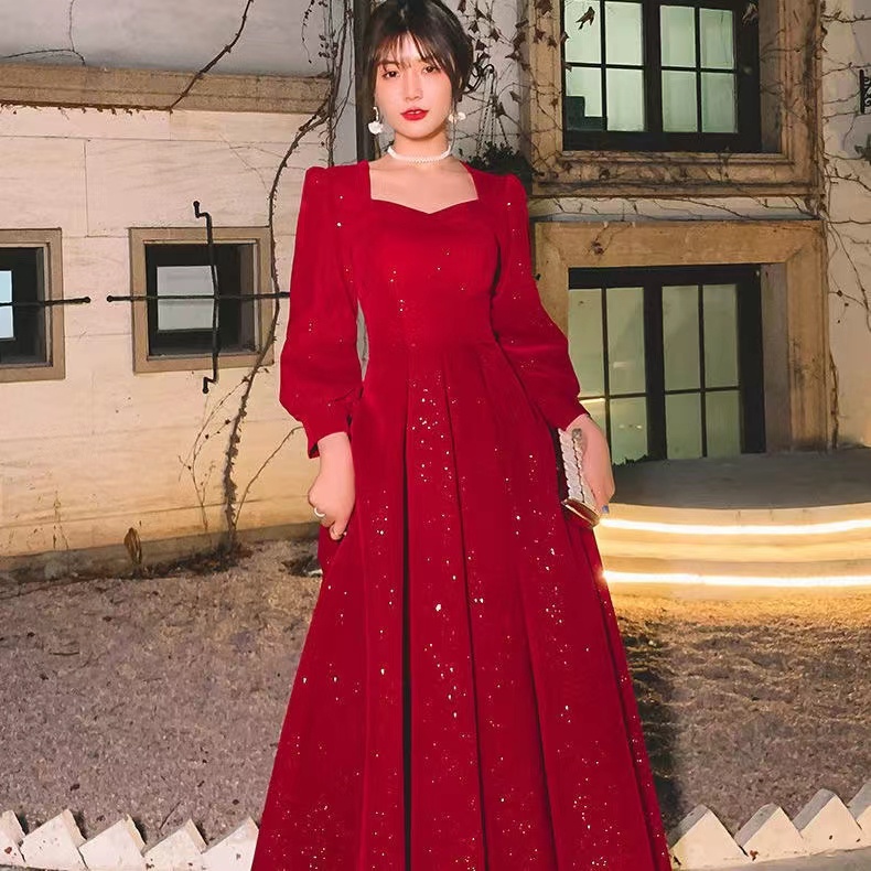 Long sleeve store red dress