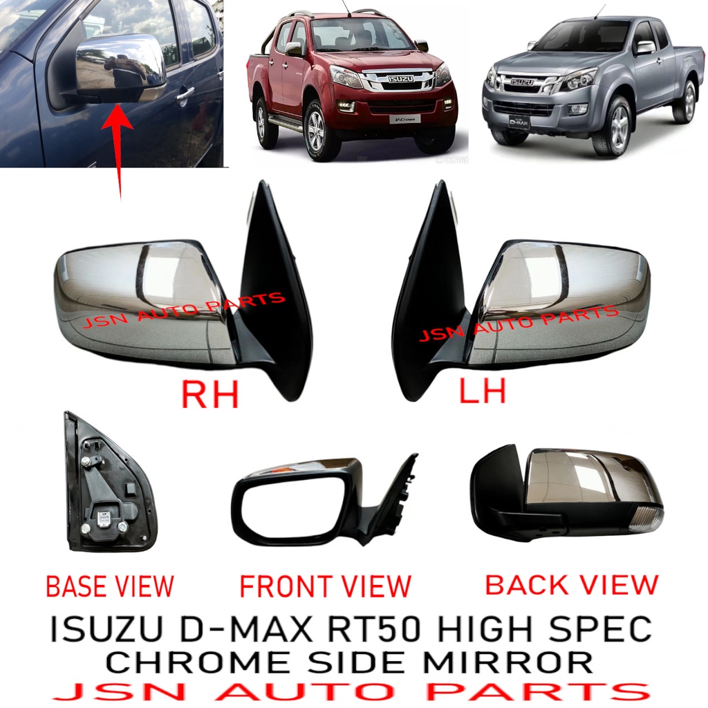 J01S04 CHROME SIDE MIRROR ISUZU D-MAX RT50 HIGH SPEC CERMIN SISI ...