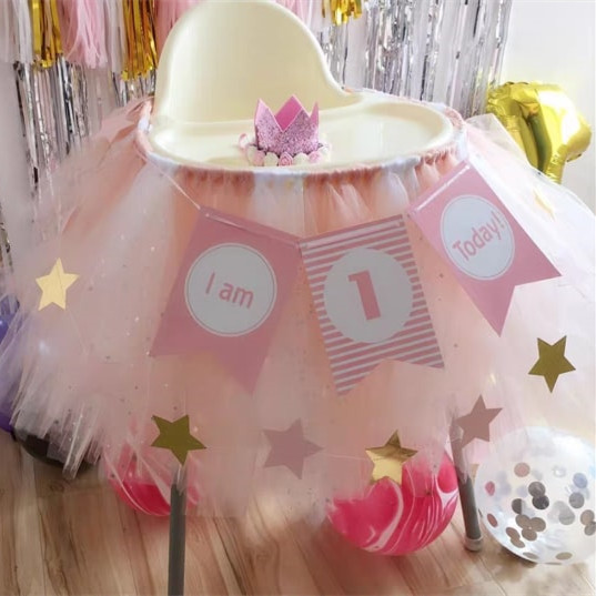 Tutu Baby High Chair Table Skirt 100cm*35cm Tutu Tulle Birthday