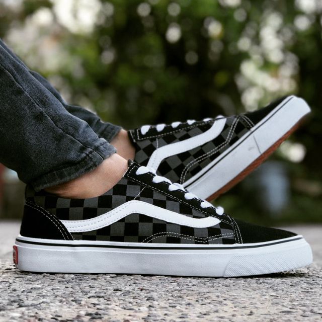 Vans grey checkerboard outlet old skool