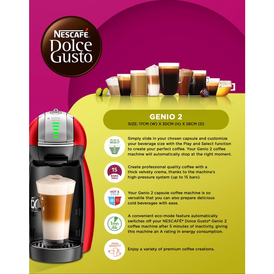  NESCAFÉ Dolce Gusto Coffee Machine, Genio 2, Espresso