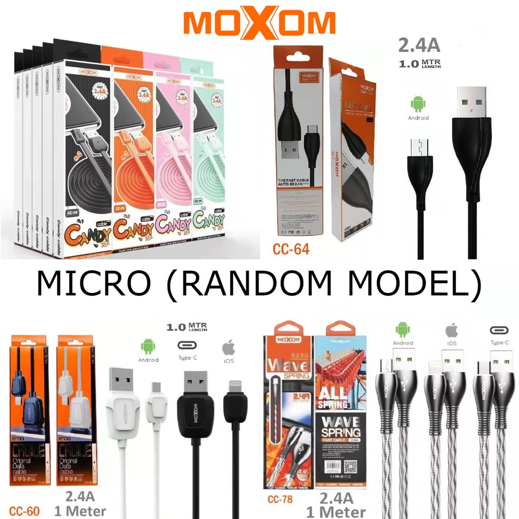 Original Moxom Long 2.4A (2M/3M/4M) Meter I USB Fast Charging Data ...