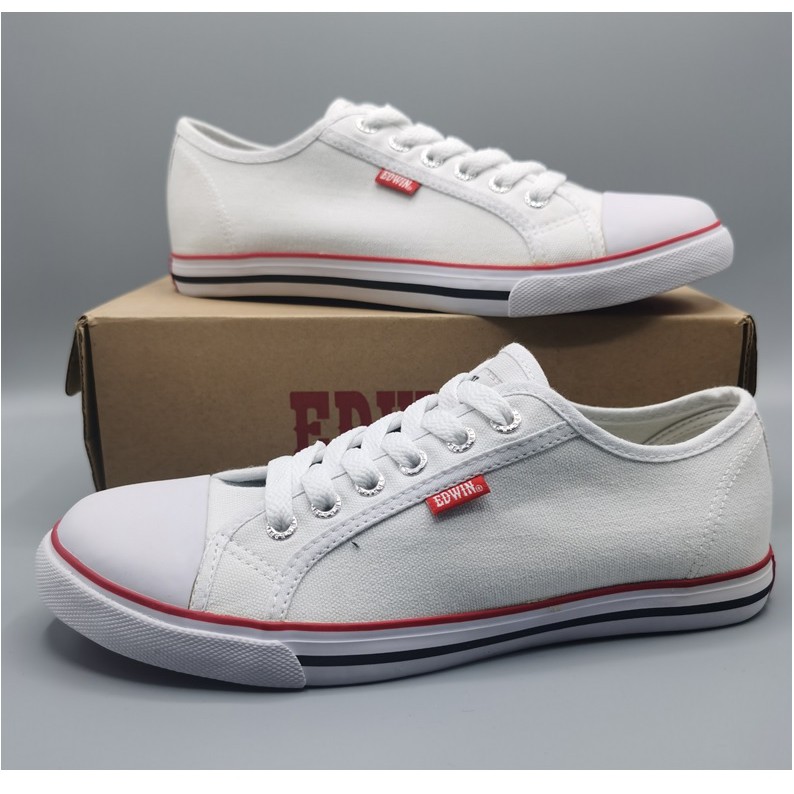 Edwin Clearance yellowish Edwin 219 White School Shoes White Canvas Shoes Low Top Ready Stocks Kasut Sekolah Putih Shopee Malaysia