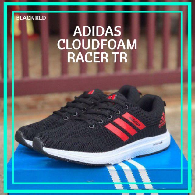 ADIDAS CLOUDFOAM RACER TR BLACK RED MEN WOMEN SNEAKERS SPORTS SHOES