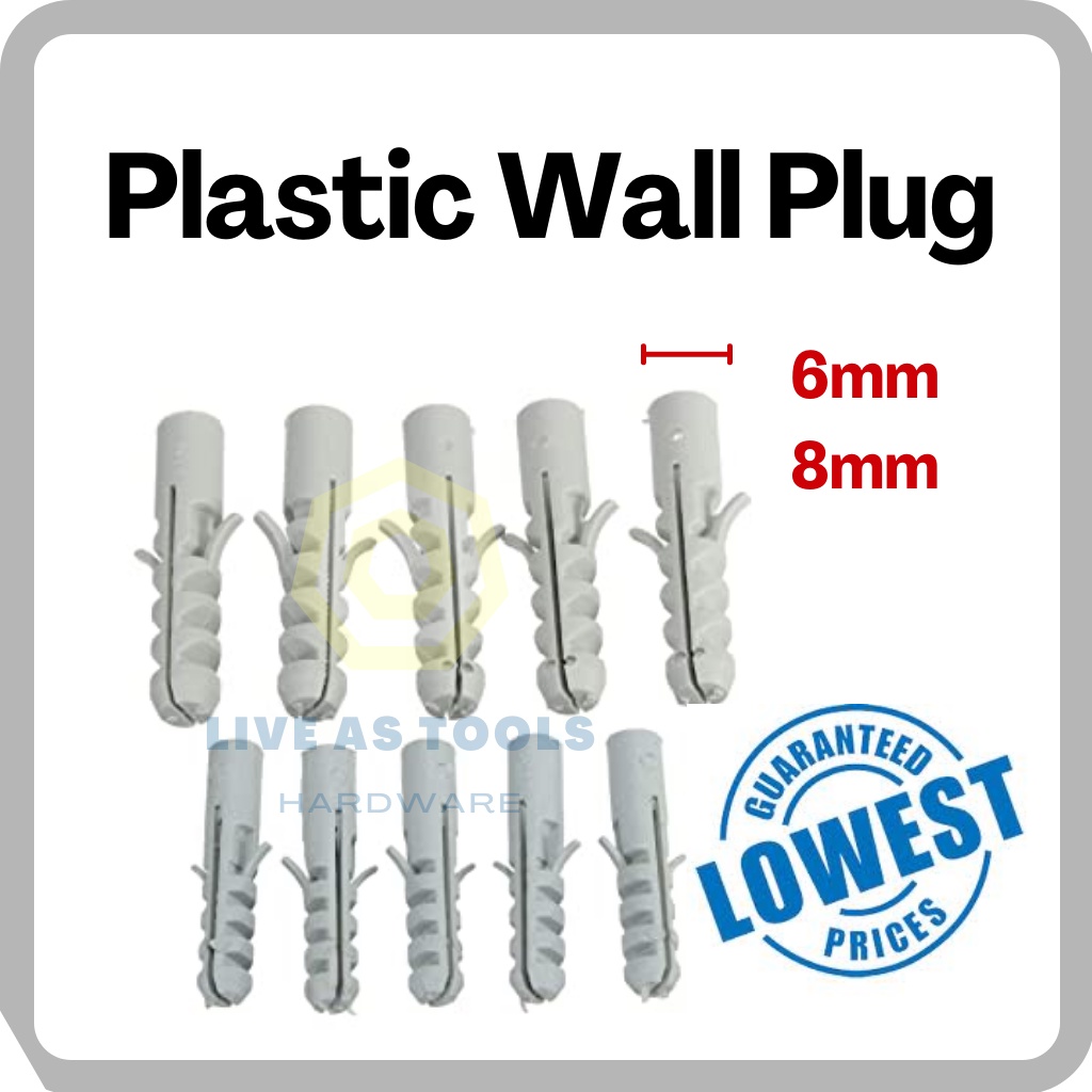 Wall Plug Plastic 6mm/ PVC Wall Plug / Plastik Dinding Skru Paku ...