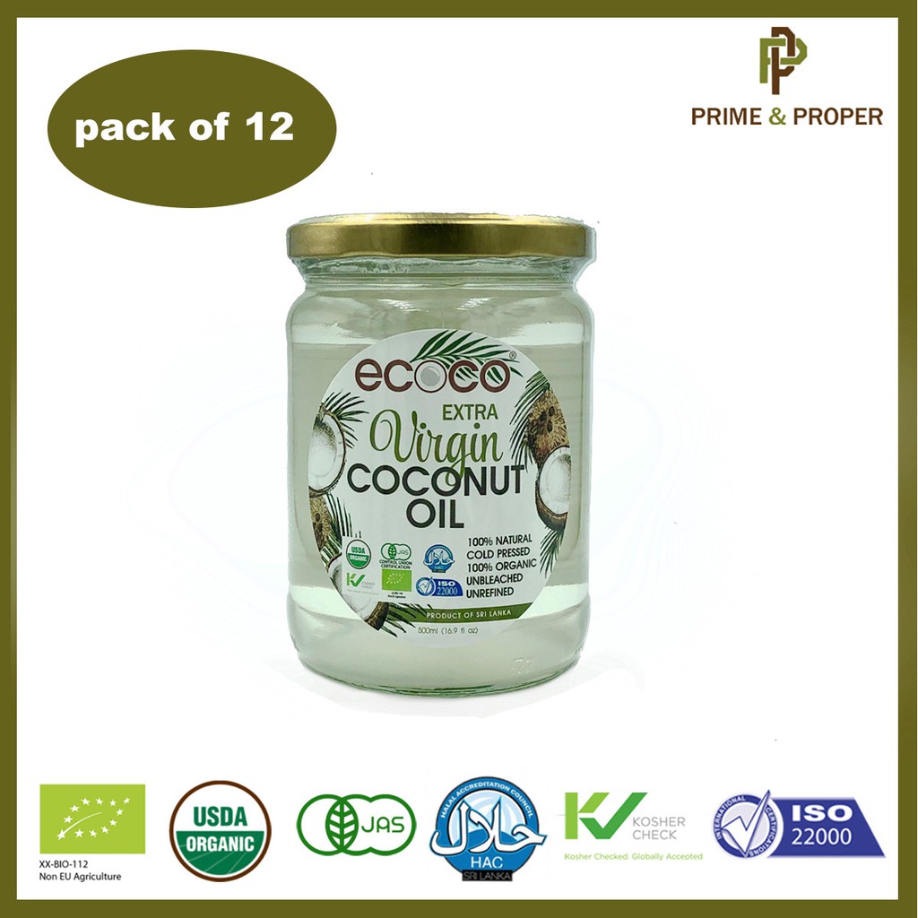 Ecoco Organic Extra Virgin Coconut Oil 500ML 1 Carton (12 Pack) Shopee Malaysia