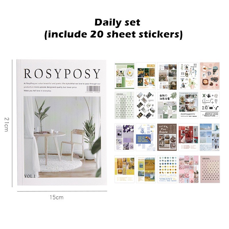 Rosy Posy 20 Page Notebook Sticker Set Vintage Decoration Stickers Post ...