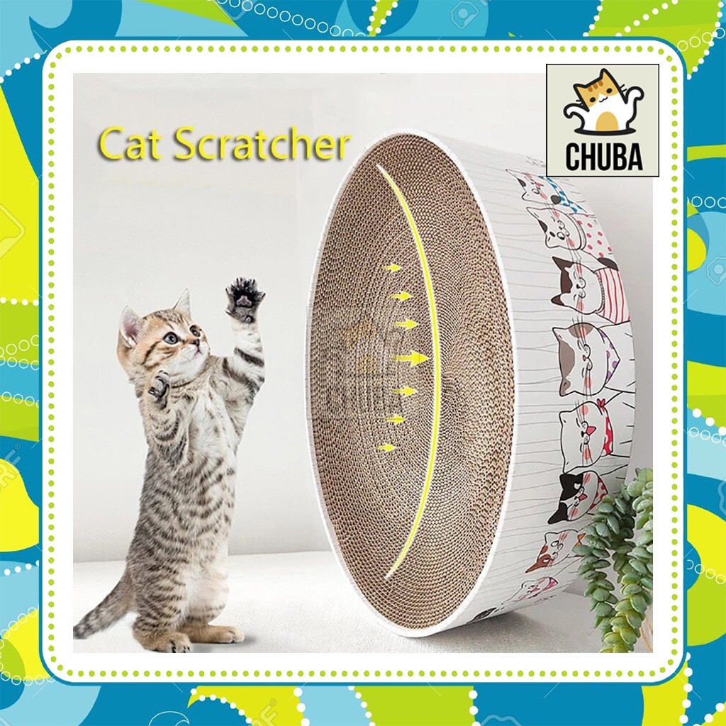 READY STOCK 】Cat Scratcher Round Corrugated Paper Scratch Board Scraper