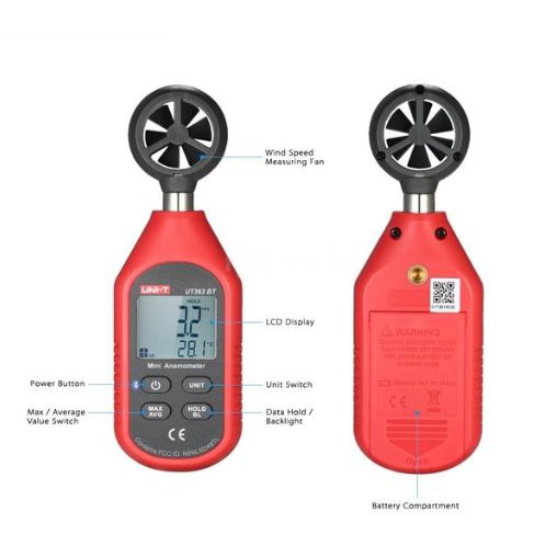 Uni-t Ut363bt Bluetooth Mini Wind Speed Meter Digital Pocket Size 