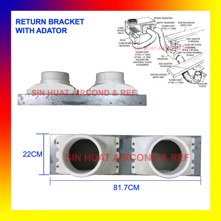 ALUMINIUM RETURN BRACKET WITH ADAPTOR FOR RETURN AIR GRILLE FOR DUTING
