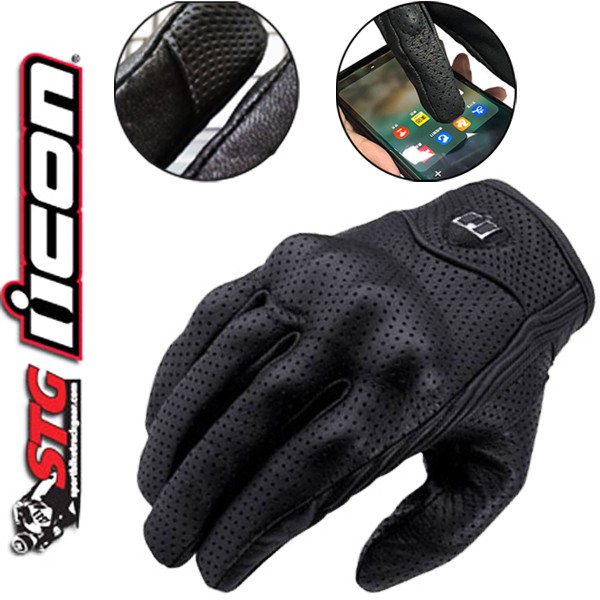 Original Icon Full Leather Glove Touch Screen Glove Motorcycle ...