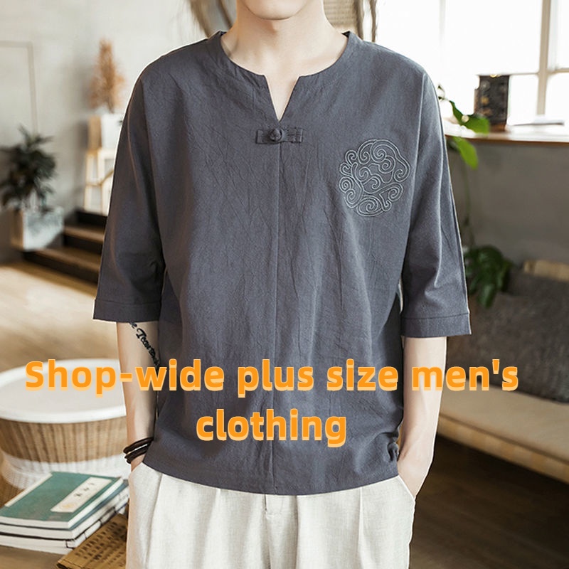 M8XL, plus size men's clothing, plus size embroidered Tshirts, plus