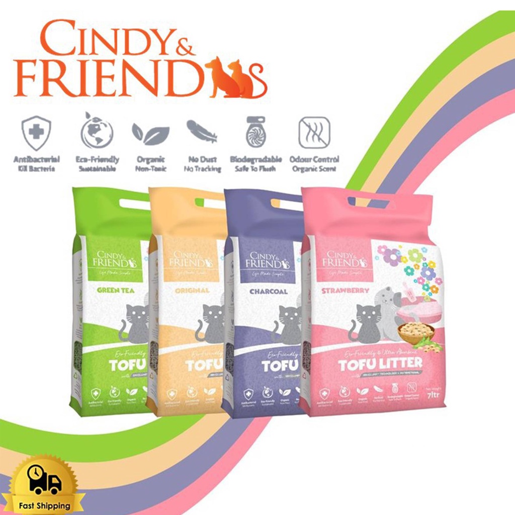 NEW ARRIVE !! Cindy & Friends Tofu Litter Cat Litter 7L ( Green Tea