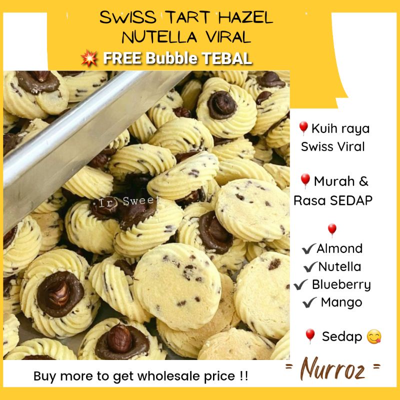 26-30 PCS | Swiss Tart Hazel Nutella Cookies by NURROZ 💥 Kuih raya ...