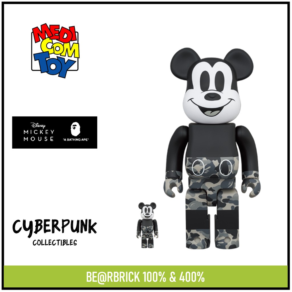 BE@RBRICK Bearbrick BAPE(R) MICKEY MOUSE MONOTONE Ver. 100％ & 400％