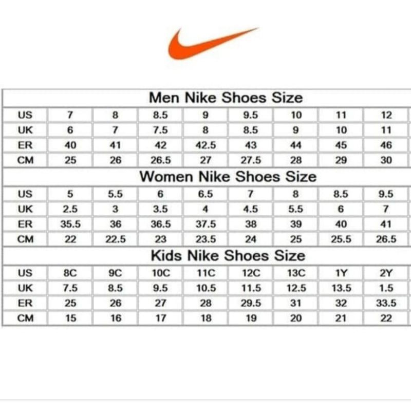 Nike benassi hot sale size chart