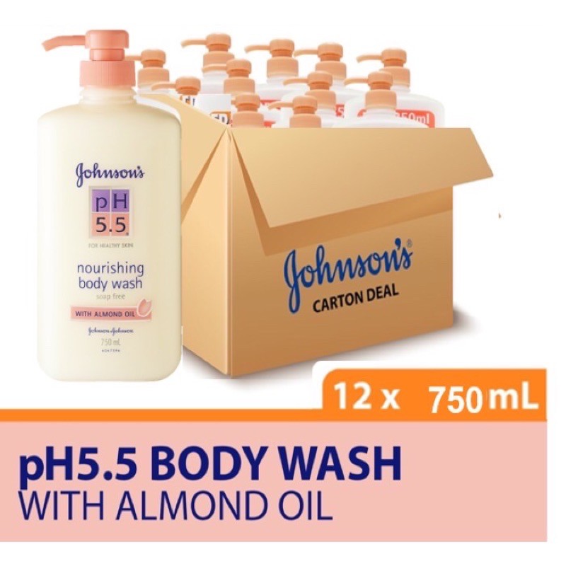 Johnson's PH5.5 Nourishing Body Wash With Almond Oil (750ml x 12 units