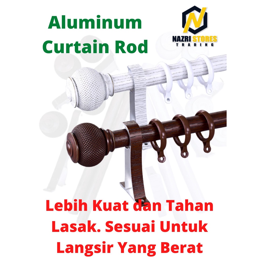 Langsir Curtain Rod 28mm Aluminium Batang Langsir Penyakut Langsir